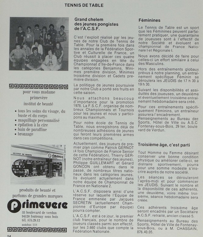 1978 — le grand chelem des jeunes en Île-de-France (Bulletin municipal n°42)
