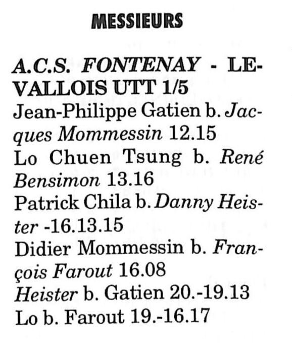 1993 — Heister bat Gatien 20-19 puis 13 (France Tennis de Table n°577)