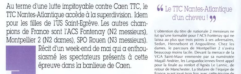 1997 — « une formalité », 3 points concédés sur tout le tournoi (France Tennis de Table) 1997 — « une formalité », 3 points concédés sur tout le tournoi (France Tennis de Table)