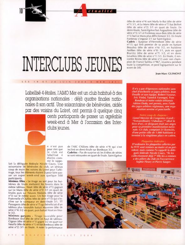 2004 — Fontenay bat Saint-Egrève 3-1 en finale (France Tennis de Table n°792) 2004 — Fontenay bat Saint-Egrève 3-1 en finale (France Tennis de Table n°792)